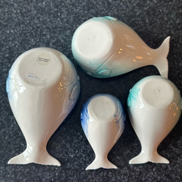 Anthropologie Whale Measuring Cups Stoneware Kitchen Complete Set of 4 - Picture 5 of 6